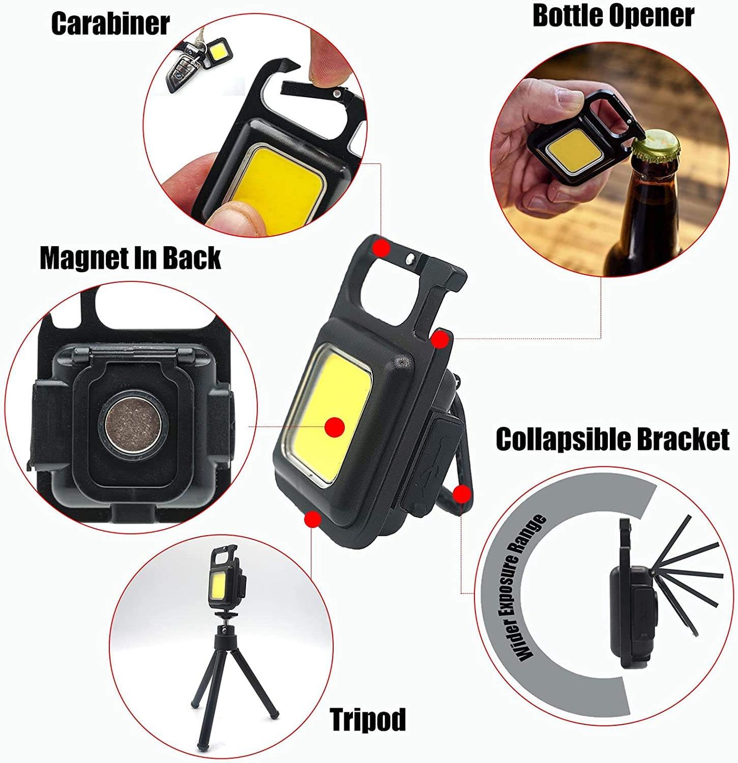 Multifunctional Mini COB Work Light TYPE-C Rechargeable Portable Keychain Light Magnetic Overhaul Emergency Light