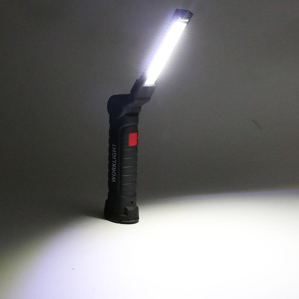 COB LED Multifunction Flashlight Hand Torch With Magnet Hook Built-in Battery